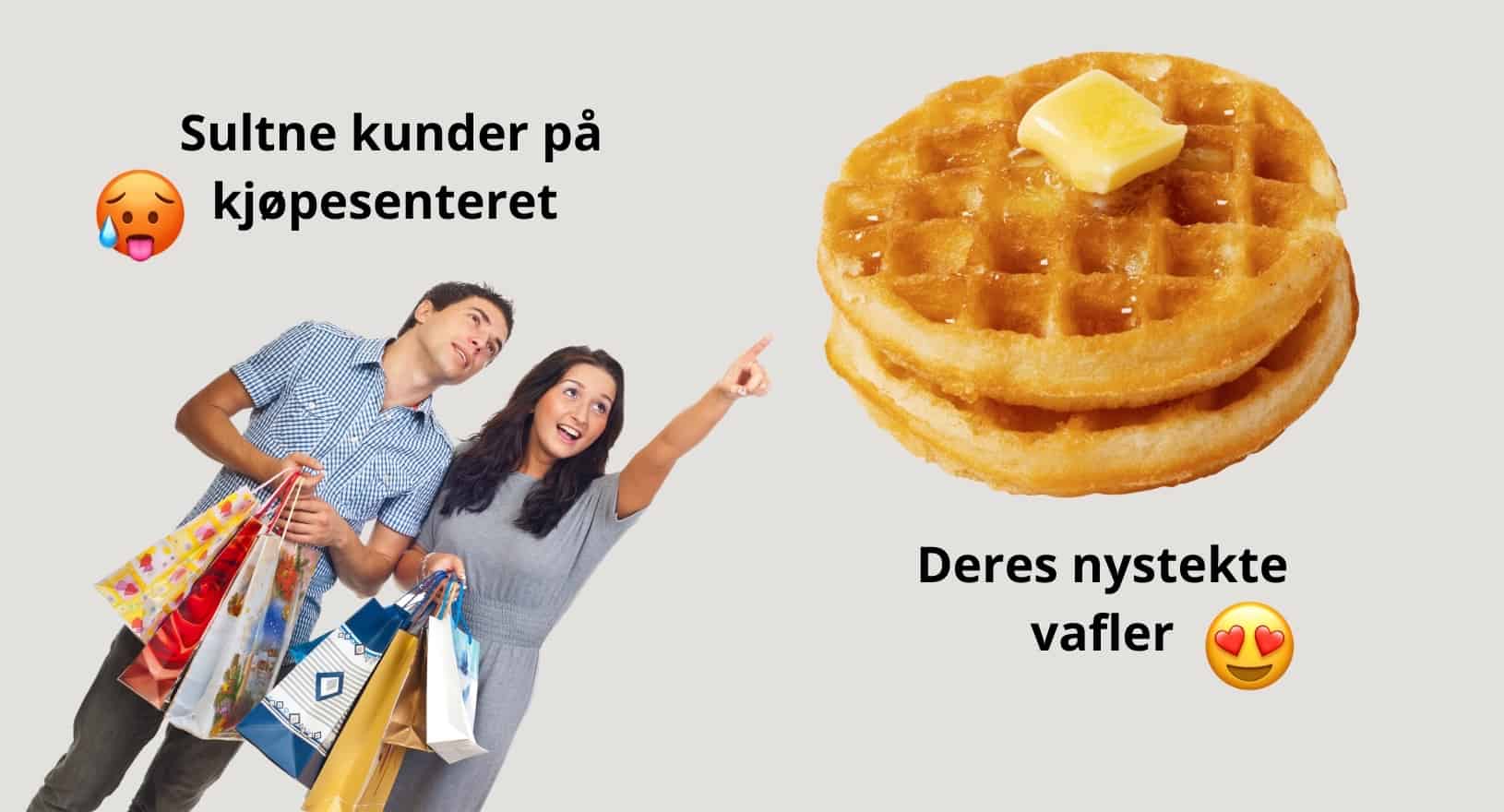 Kunder på kjøpesenter som kjøper vafler av russen